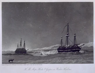 Navires H.M. Hecla et Griper dans le port d